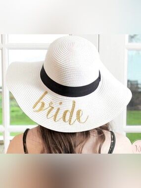 C.C. Sun Hat with Gold Lettering Bride honeymoon bachelorette wedding beach